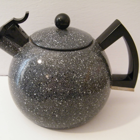 Vintage Kitchen Vintage Atomic Speckle Enamel Ware Tea Pot Kettle